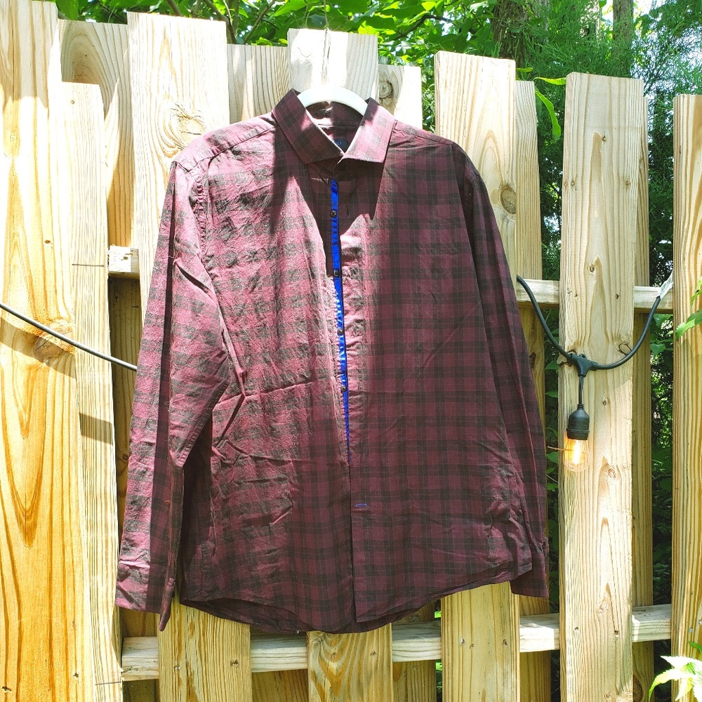 Men's Long Sleeve Plaid Button Down, 35/36 SlimFit